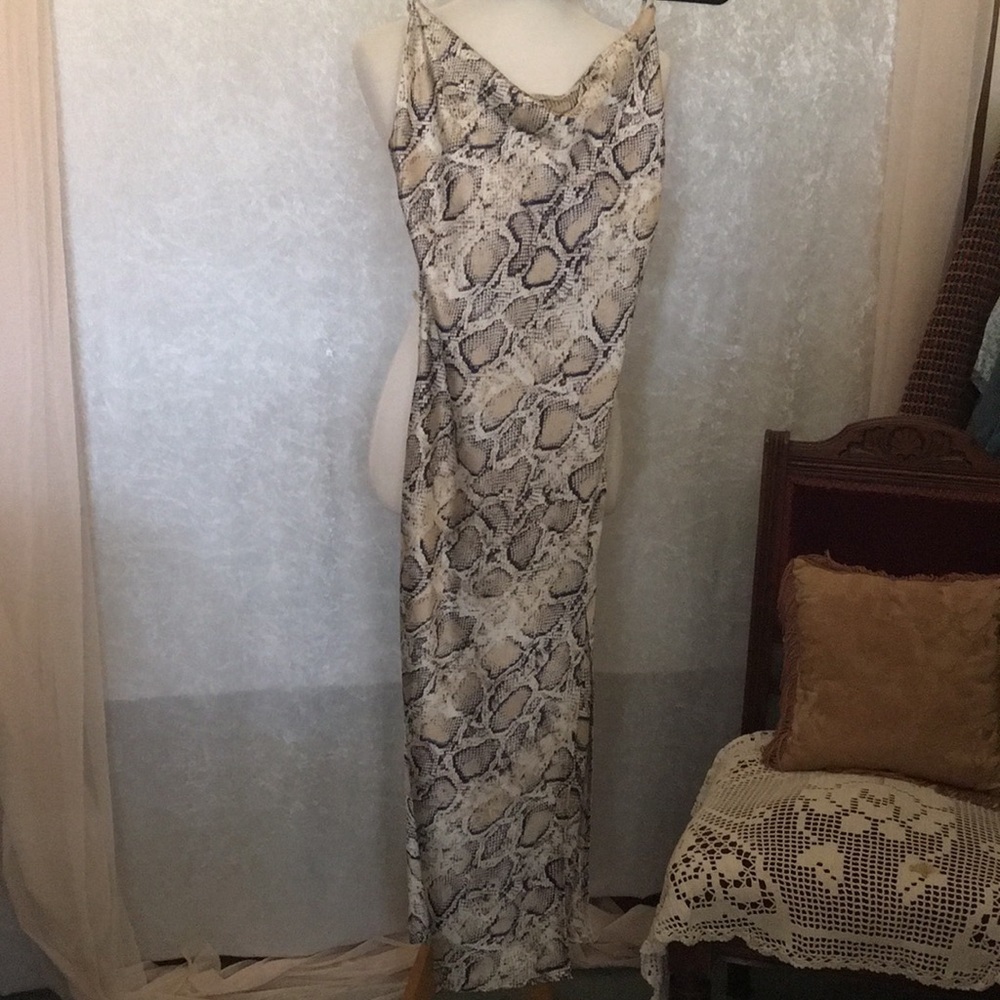 Paper Heart Women’s Maxi Snake Print Slip Dress Adjustable Straps Size: XS